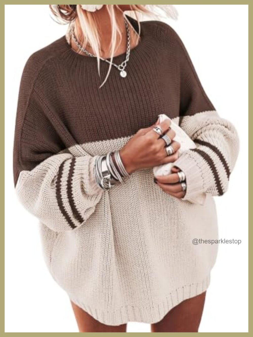 Oversized Chunky Knit Mock Neck Batwing Sweater Pullover Jumper